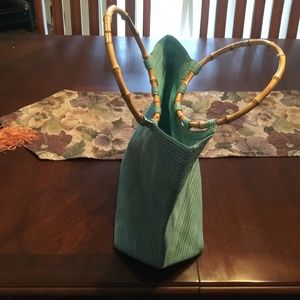 Turquoise Straw Handbag